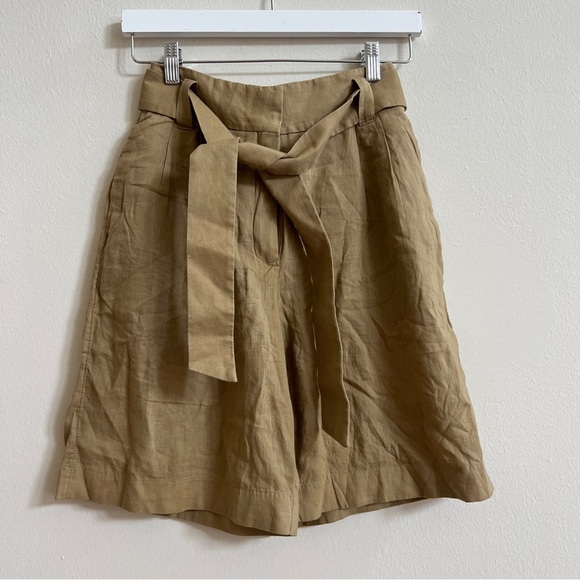 Mango Belted Linen Blend Bermuda Shorts Nwt - Picture 2 of 3